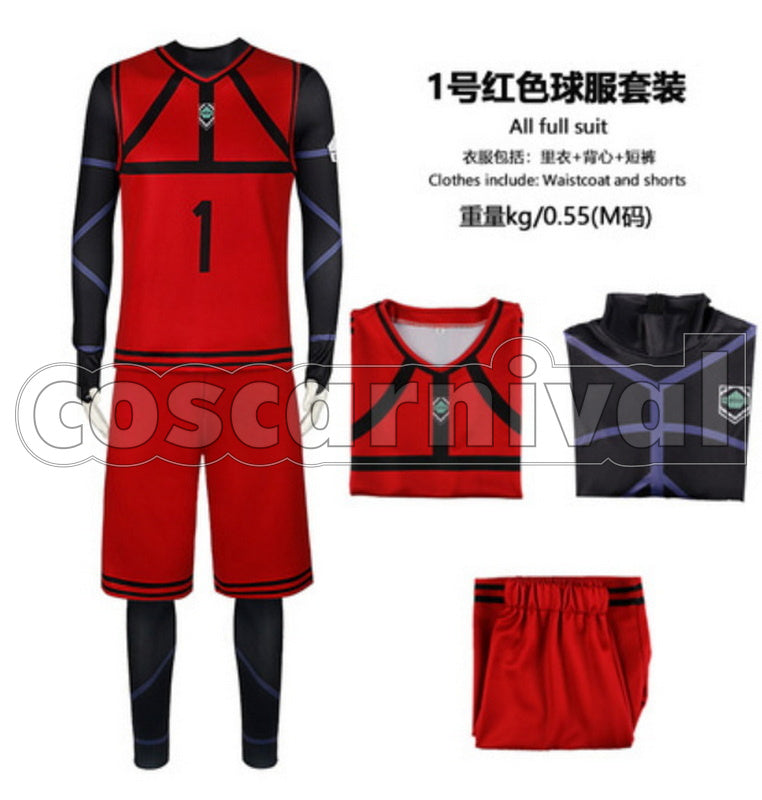 BLUE LOCK Hyoma Chigiri Reo Mikage Red Sportswear Cosplay Costume