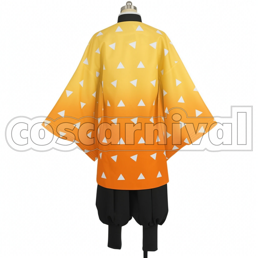 Demon Slayer: Kimetsu no Yaiba Manga Version Zenitsu Agatsuma Cosplay Costume