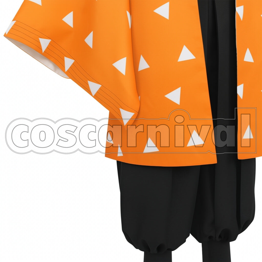 Demon Slayer: Kimetsu no Yaiba Manga Version Zenitsu Agatsuma Cosplay Costume