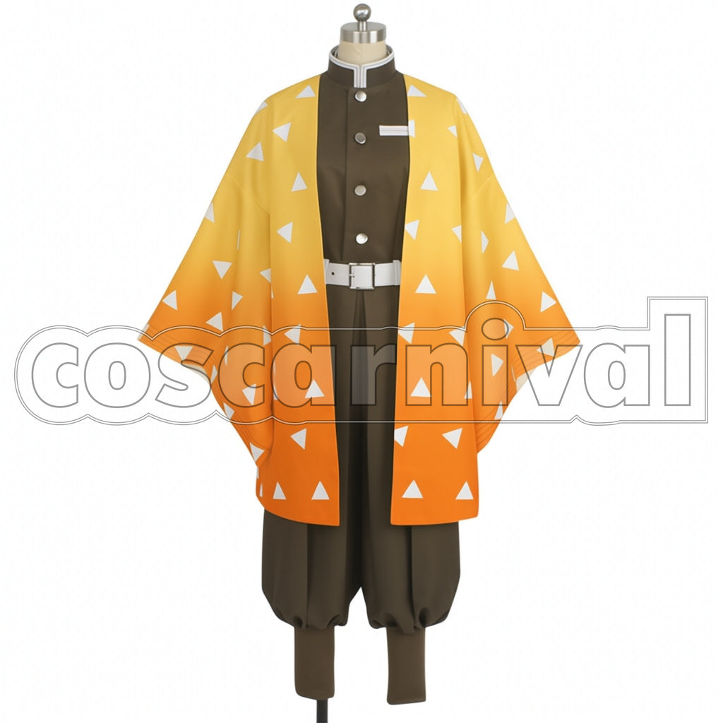 Demon Slayer: Kimetsu no Yaiba Anime Version Zenitsu Agatsuma Cosplay Costume