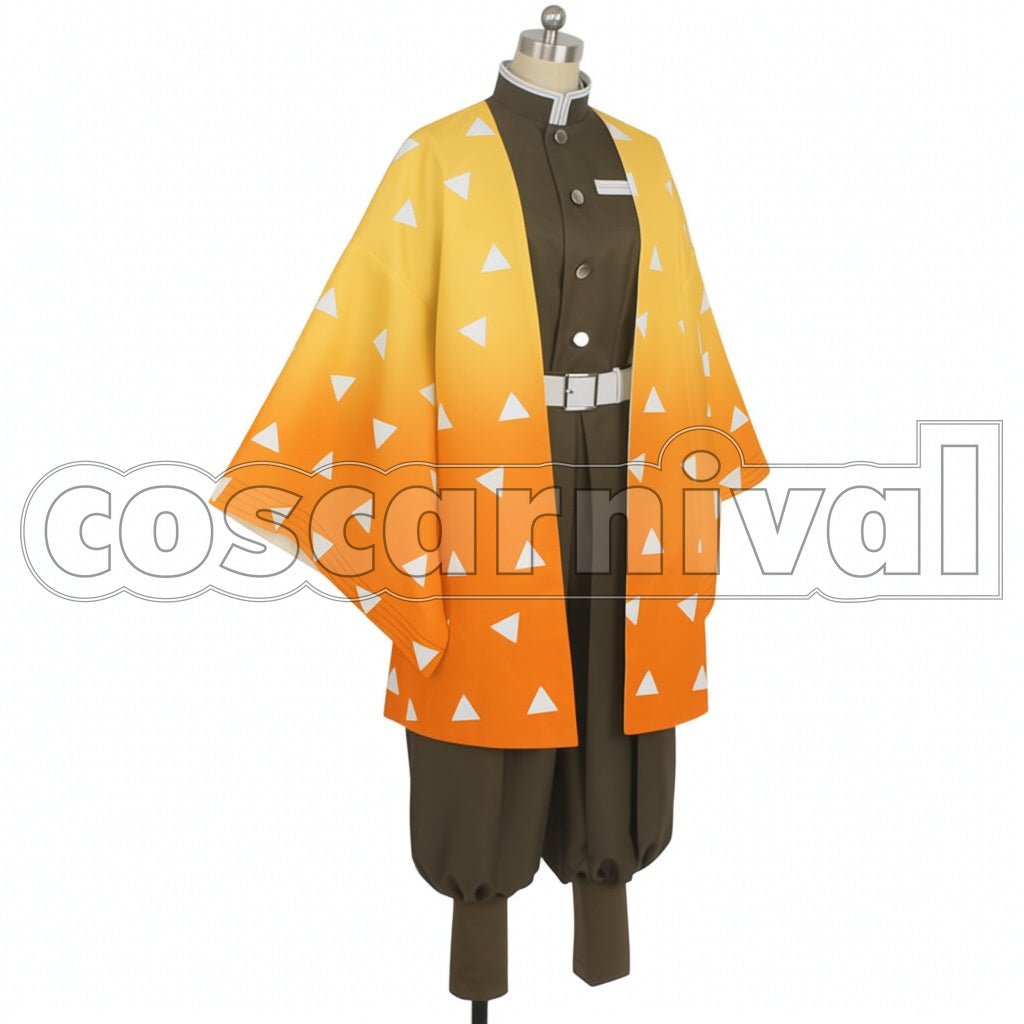Demon Slayer: Kimetsu no Yaiba Anime Version Zenitsu Agatsuma Cosplay Costume