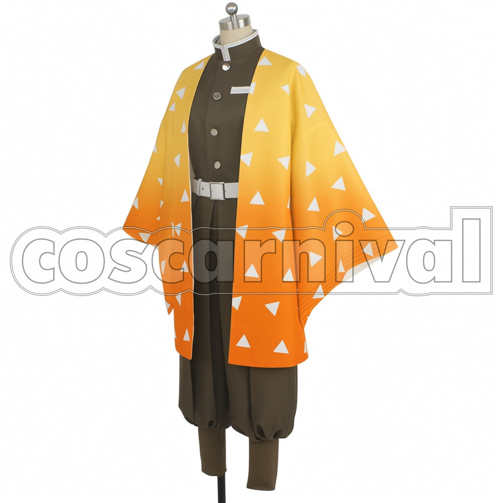 Demon Slayer: Kimetsu no Yaiba Anime Version Zenitsu Agatsuma Cosplay Costume