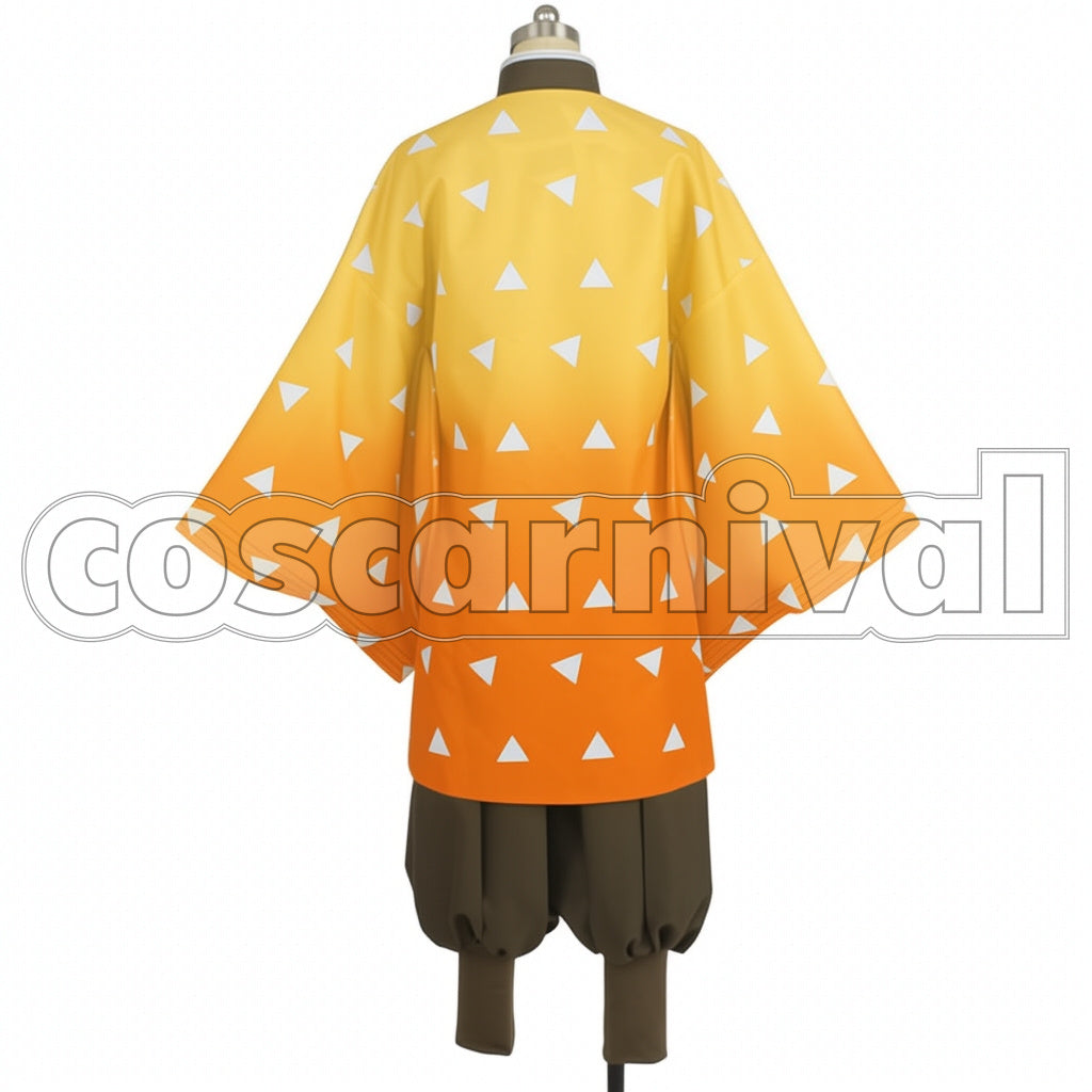 Demon Slayer: Kimetsu no Yaiba Anime Version Zenitsu Agatsuma Cosplay Costume