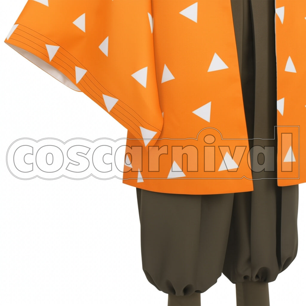Demon Slayer: Kimetsu no Yaiba Anime Version Zenitsu Agatsuma Cosplay Costume