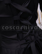 Classic Gothic Lolita Women's Black Long-Sleeve Lace-Up Ribbon Frill Dress