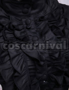 Classic Gothic Lolita Women's Black Long-Sleeve Lace-Up Ribbon Frill Dress