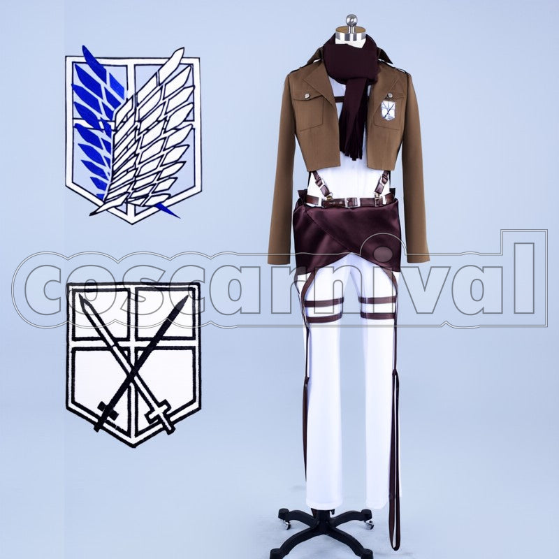 Mikasa Ackerman cosplay costume from Attack on Titan, front view