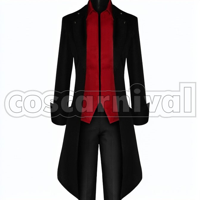 - Wings of Counterattack - ONLINE Survey Corps Squad Leader Levi Levi Elite Mobile Infantry Black and Red cosplay costume from Attack on Titan, front view