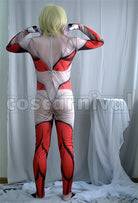 Female Titan ani Titan Form Lycra Spandex Full-Body cosplay costume from Attack on Titan, back view