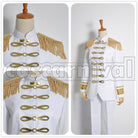 - Wings of Counterattack - ONLINE Levi Captain Senior Imperial Military Police White Military cosplay costume from Attack on Titan, front view 2