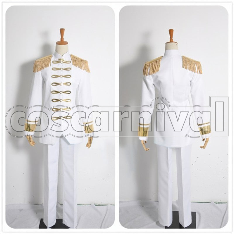 - Wings of Counterattack - ONLINE Levi Captain Senior Imperial Military Police White Military cosplay costume from Attack on Titan, front view
