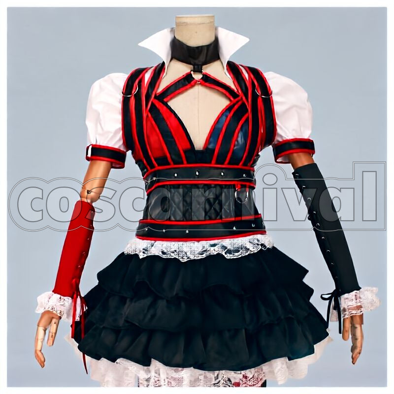 Knight Harley Quinn Cosplay cosplay costume from Batman: Arkham, front view 1