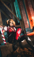 Knight Harley Quinn Cosplay cosplay costume from Batman: Arkham, front view 4