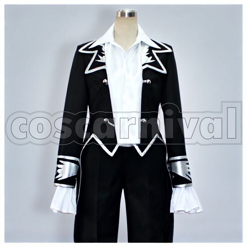 the Rebellion R2 Suzaku Kururugi Ending 2 Outfit (Waga Rōtashi Aku no Hana) Black Version Cosplay cosplay costume from Code Geass: Lelouch of, front view