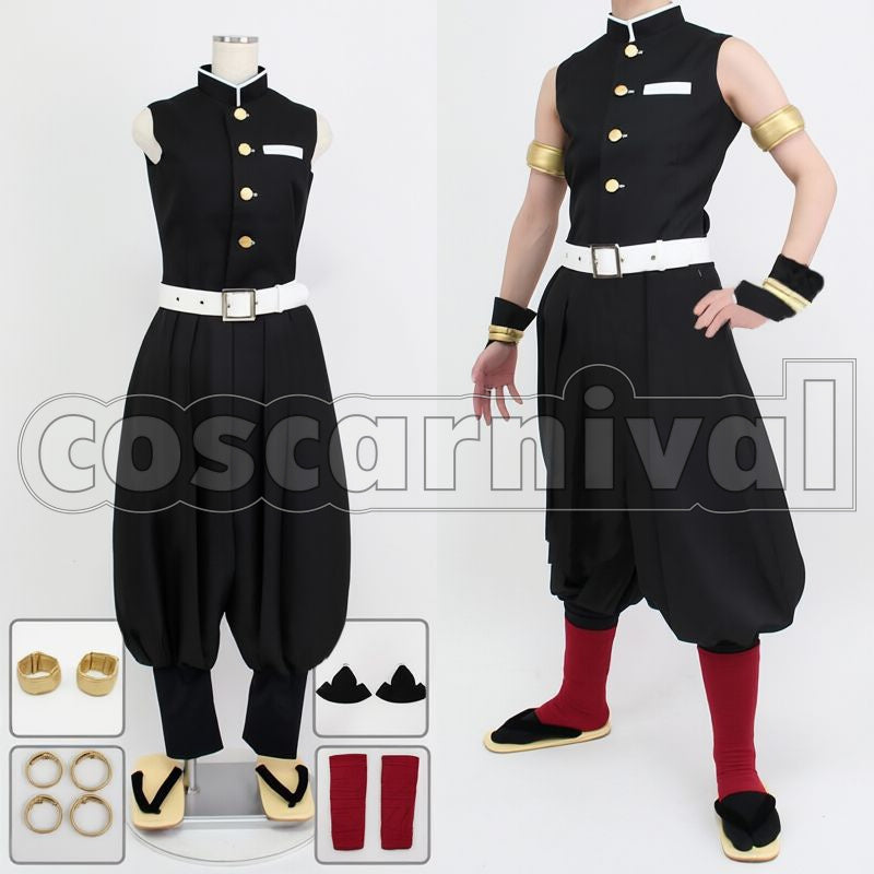 Kimetsu no Yaiba Tengen Uzui Demon Slayer Corps Uniform Cosplay cosplay costume from Demon Slayer:, set view