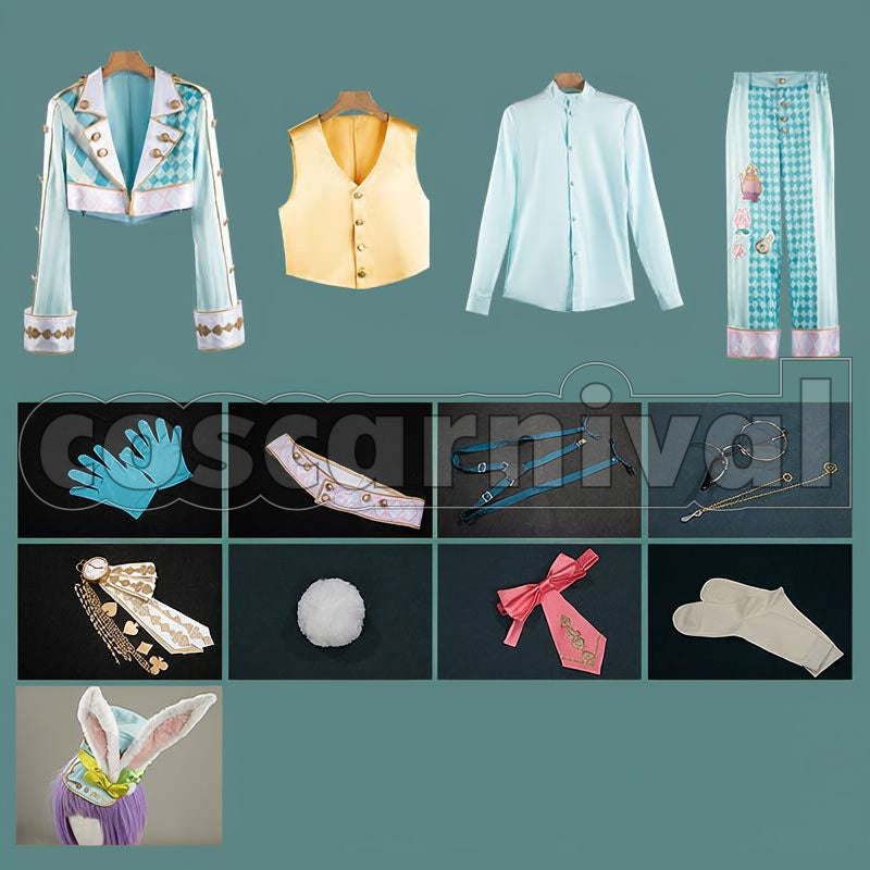 Leech White Rabbit Fest Rabbit Costume Cosplay cosplay costume from Disney Twisted-Wonderland Floyd, set view