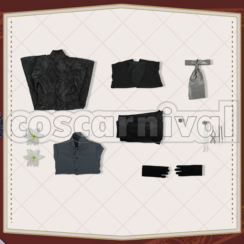Shroud Suitor Suit Cosplay cosplay costume from Disney Twisted-Wonderland Idia, set view