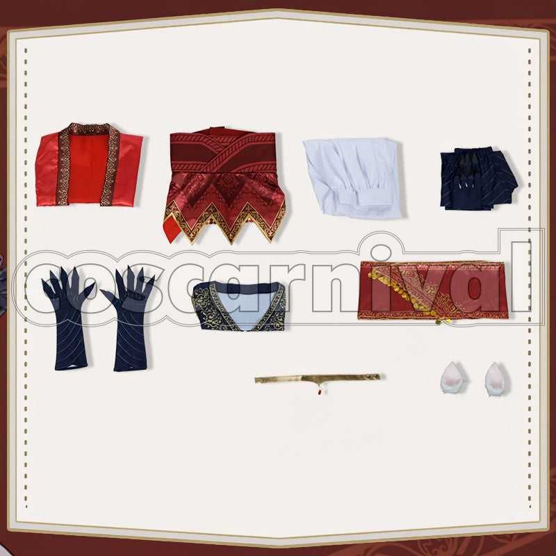 Al-Asim Scarabia Werewolf Cosplay cosplay costume from Disney Twisted-Wonderland Kalim, set view