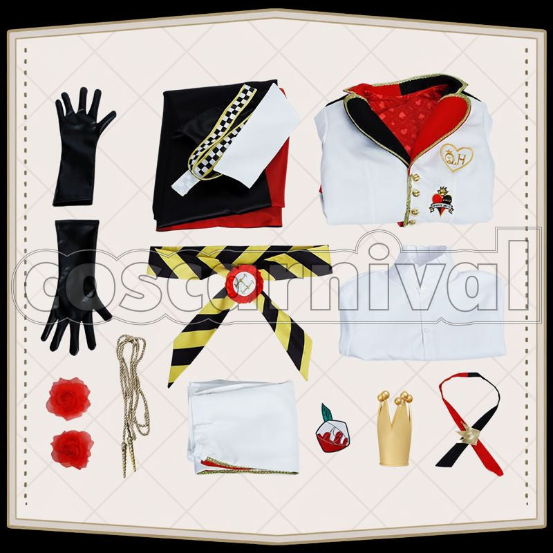 Rosehearts Heartslabyul Dorm Uniform Cosplay cosplay costume from Disney Twisted-Wonderland Riddle, set view