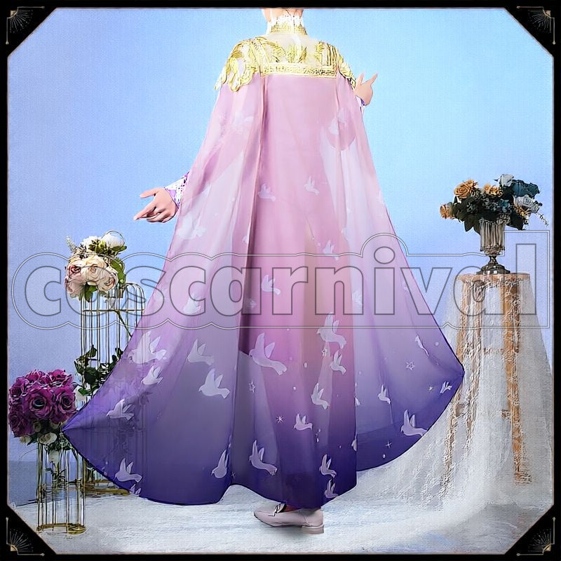 Rosehearts Night Sky's Chiffon Cosplay cosplay costume from Disney Twisted-Wonderland Riddle, back view 2