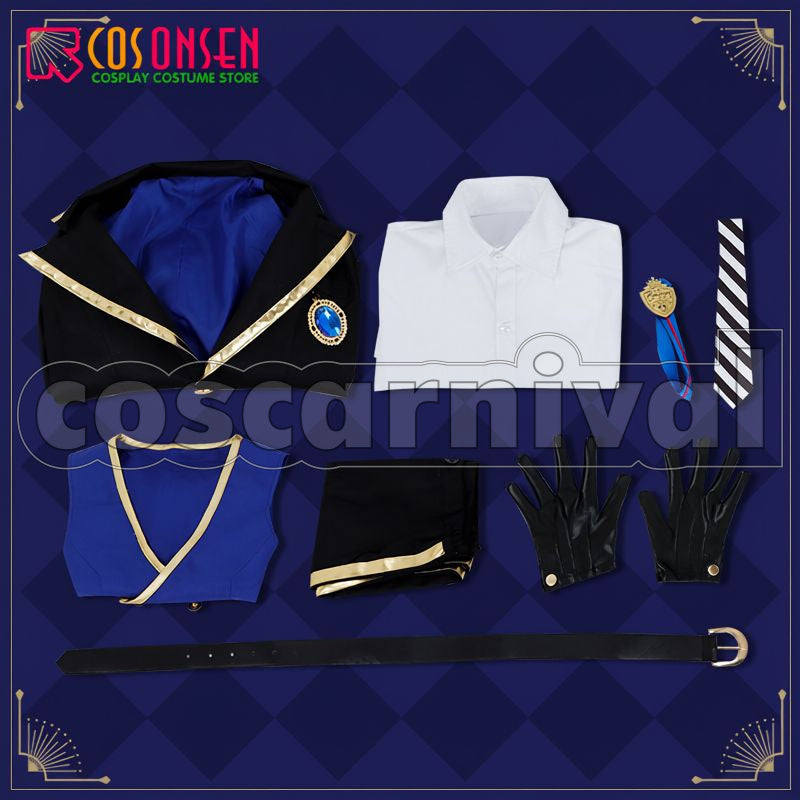 Hunt Pomefiore School Uniform Cosplay cosplay costume from Disney Twisted-Wonderland Rook, set view