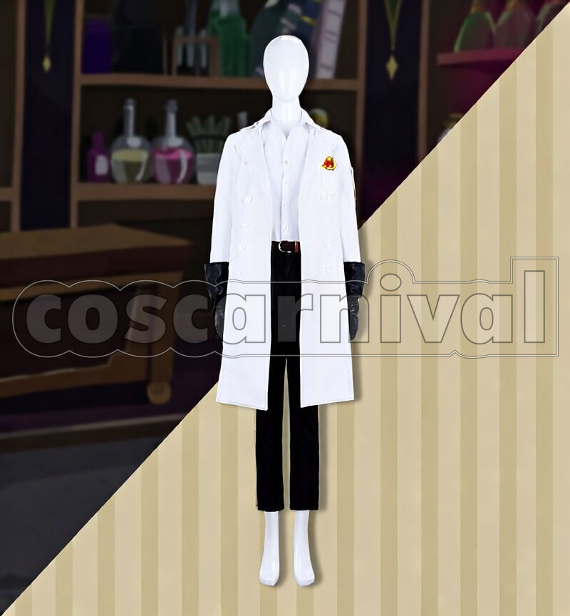 Bucchi, Leona Kingscholar Lab Coat Cosplay cosplay costume from Disney Twisted-Wonderland Ruggie, front view 2