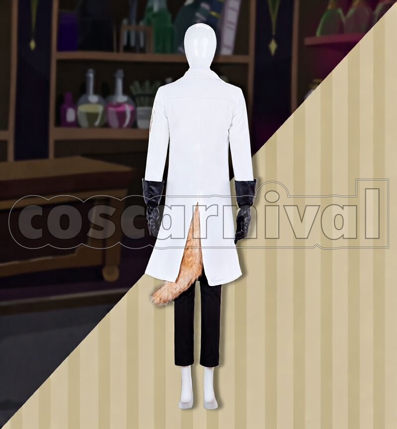 Bucchi, Leona Kingscholar Lab Coat Cosplay cosplay costume from Disney Twisted-Wonderland Ruggie, back view 1