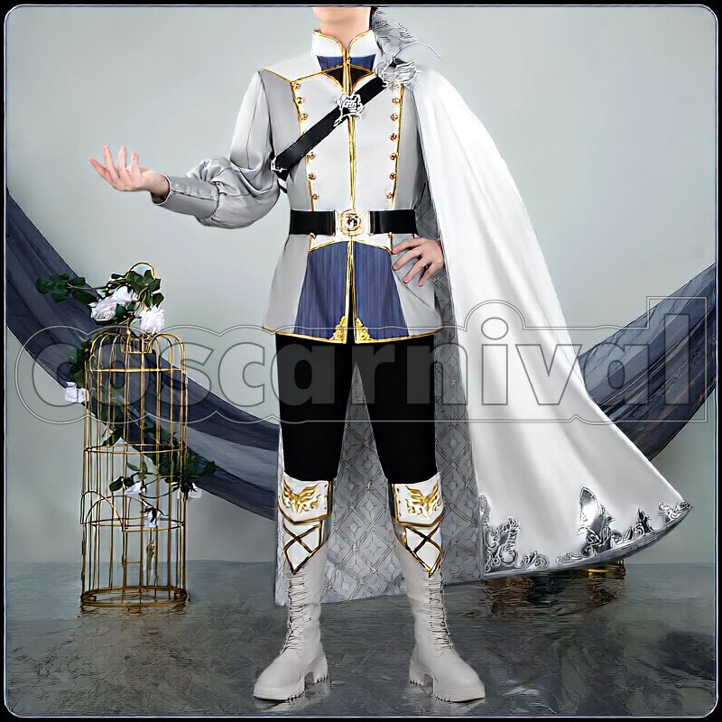 Dawn Armor Cosplay cosplay costume from Disney Twisted-Wonderland Silver, front view 2