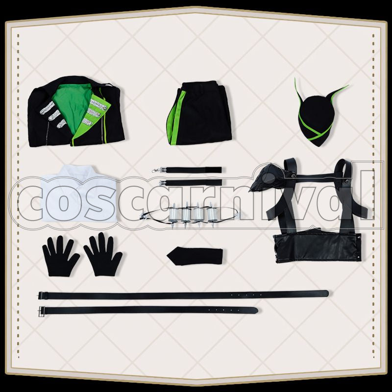 Sebek Zigvolt Diasomnia Dorm Uniform Cosplay cosplay costume from Disney Twisted-Wonderland Silver, set view