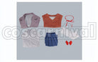 Literature Club! Sayori School Uniform Cosplay cosplay costume from Doki Doki, set view