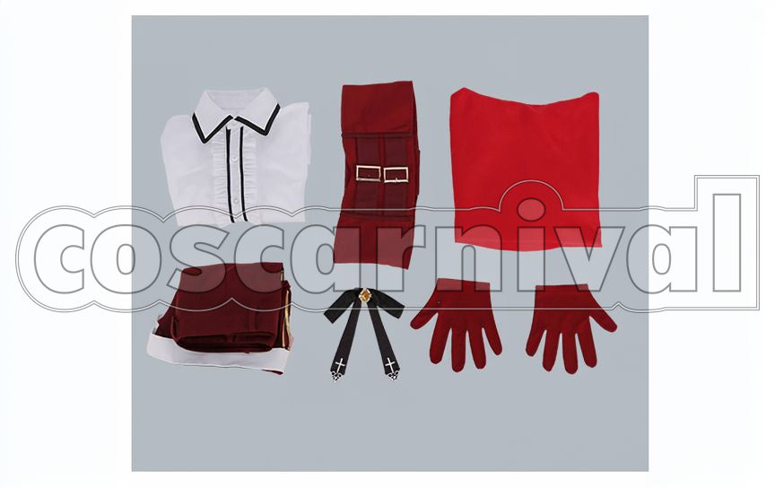 Nazuna Nito The Wolf and Red Riding Hood Red Riding Hood Costume Cosplay cosplay costume from Ensemble Stars!, set view