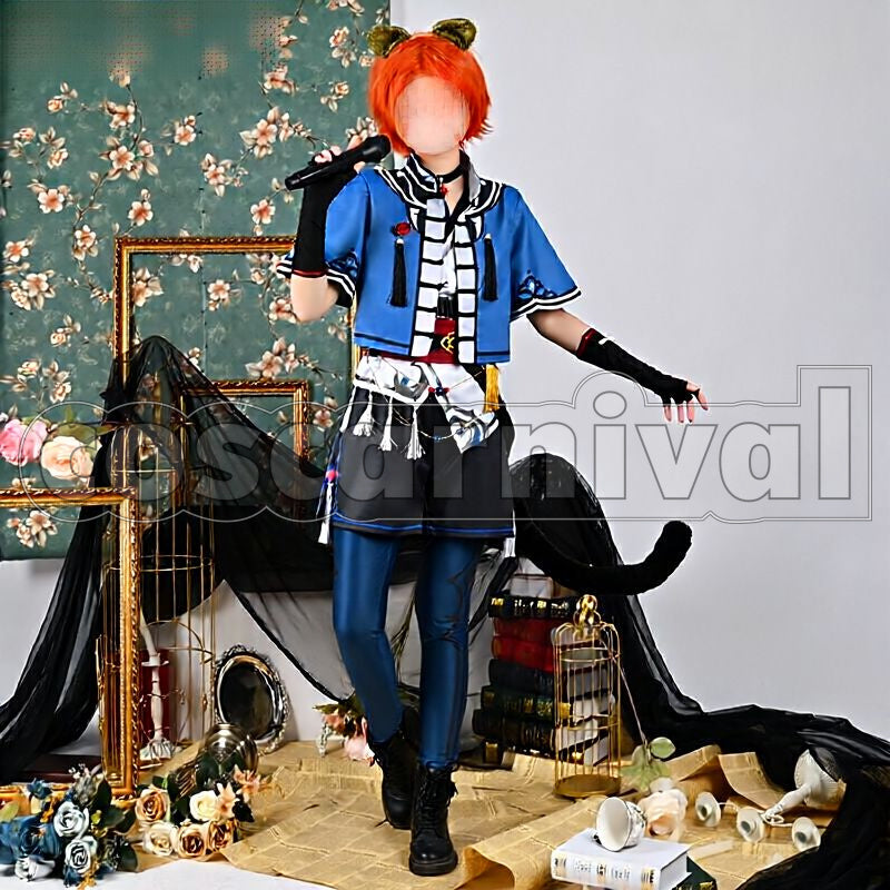 x The Legend of Luo Xiaohei Black Cat Rhapsody Leo Tsukinaga Cosplay cosplay costume from Ensemble Stars!!, front view 2