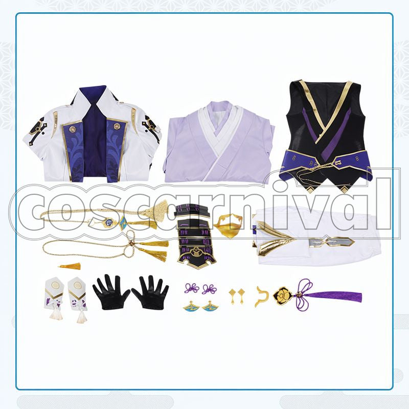 Inazuma Kamisato Ayato Cosplay cosplay costume from Genshin Impact, set view