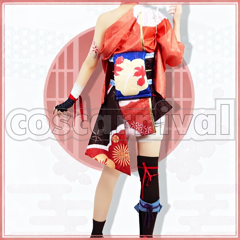 Inazuma Yoimiya Cosplay cosplay costume from Genshin Impact, back view 2