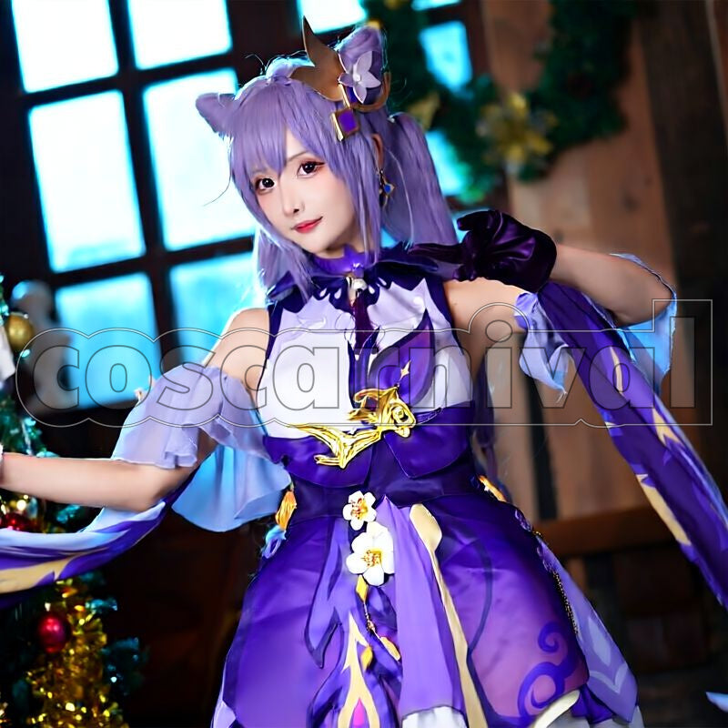 Liyue Keqing Cosplay cosplay costume from Genshin Impact, front view 2