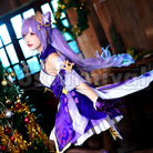 Liyue Keqing Cosplay cosplay costume from Genshin Impact, side view 1