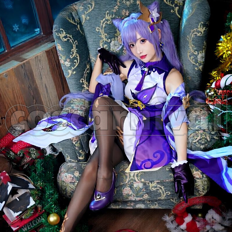 Liyue Keqing Cosplay cosplay costume from Genshin Impact, front view 4