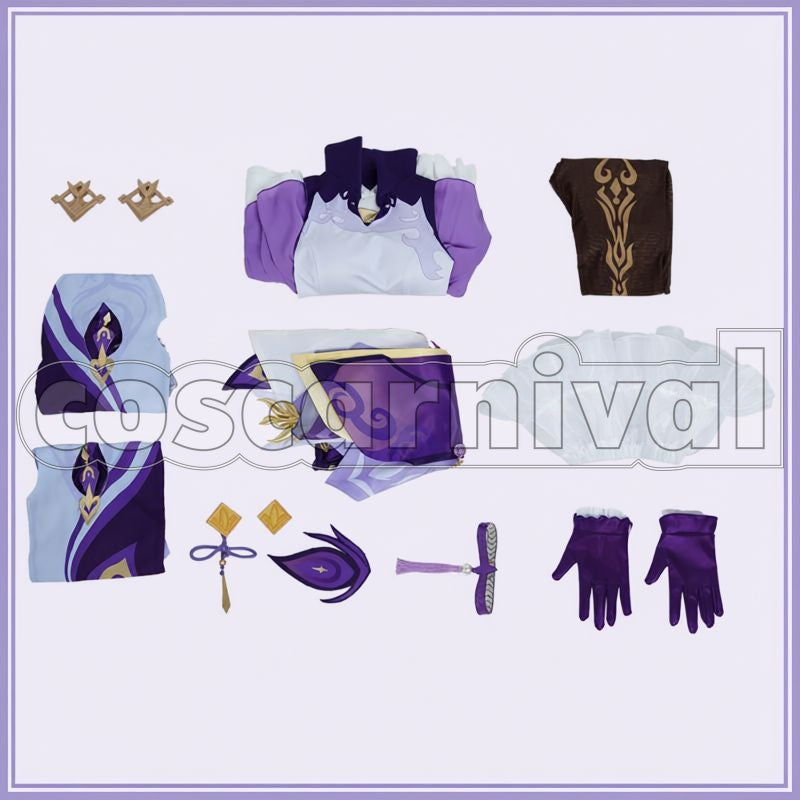 Liyue Keqing Cosplay cosplay costume from Genshin Impact, set view