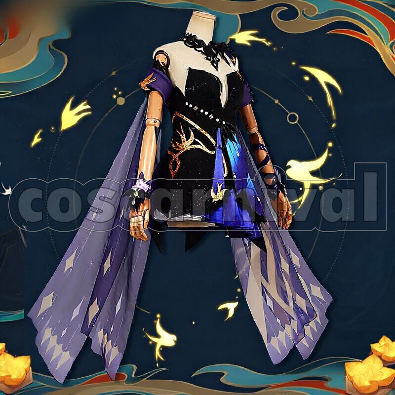 Liyue Keqing Opulent Splendor Cosplay cosplay costume from Genshin Impact, front view 3