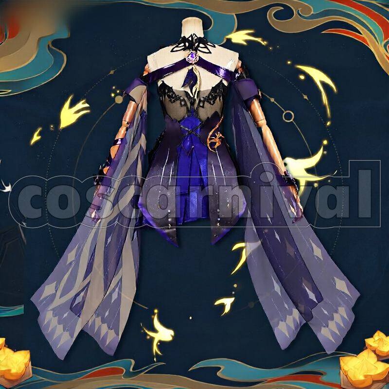 Liyue Keqing Opulent Splendor Cosplay cosplay costume from Genshin Impact, back view