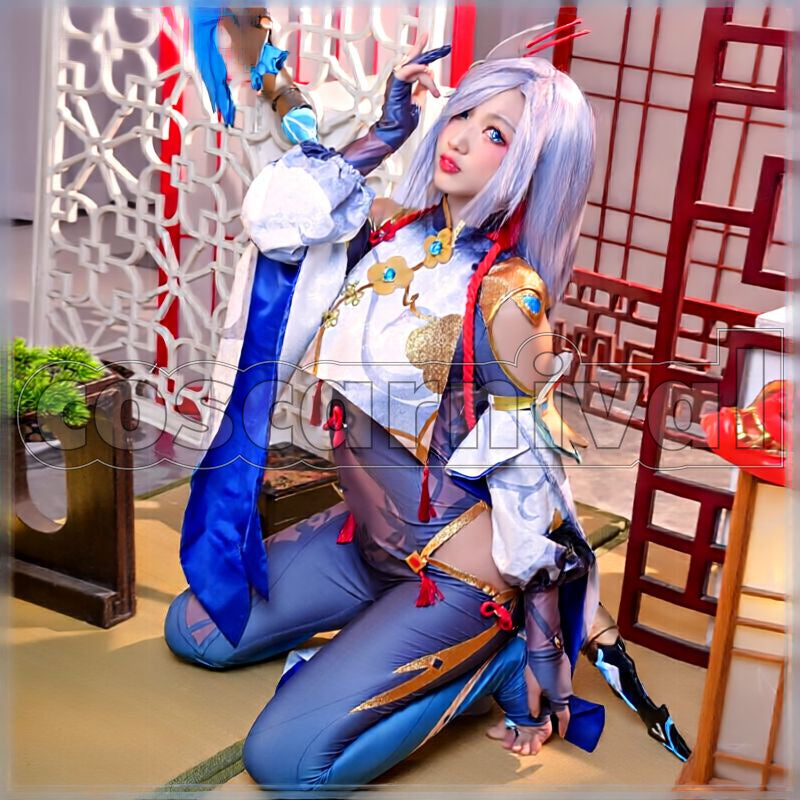 Liyue Shenhe Cosplay cosplay costume from Genshin Impact, front view 2