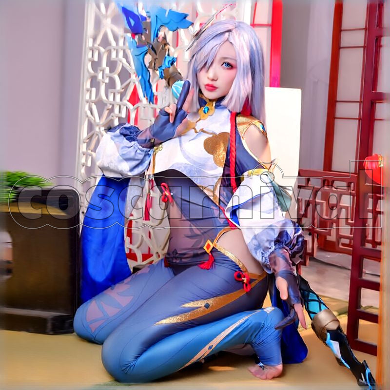 Liyue Shenhe Cosplay cosplay costume from Genshin Impact, front view 3