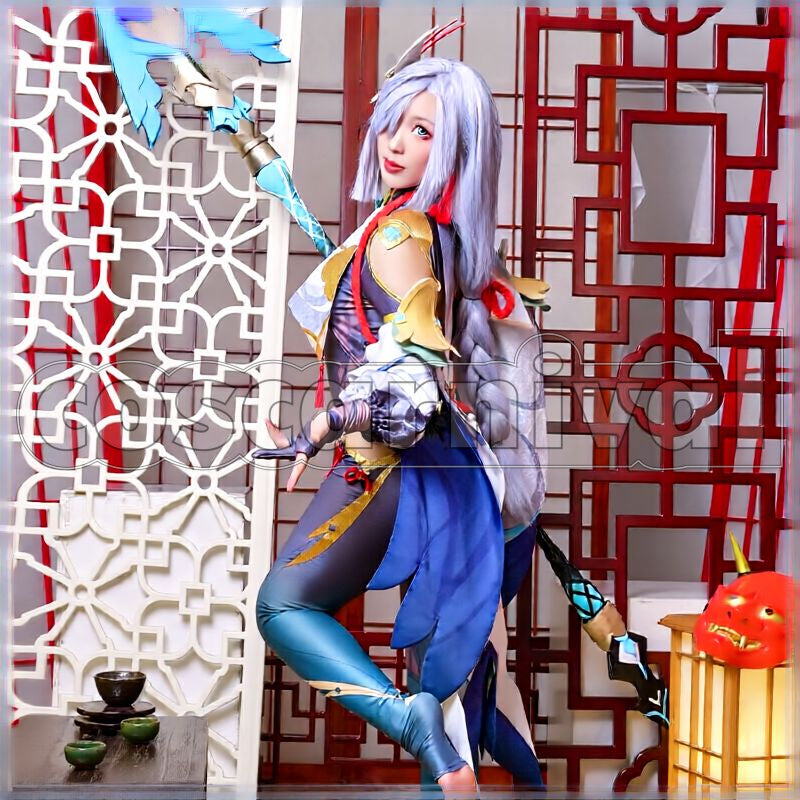 Liyue Shenhe Cosplay cosplay costume from Genshin Impact, side view