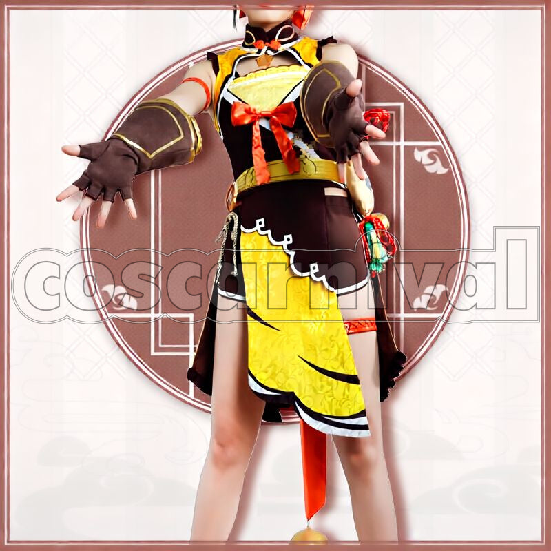Liyue Xiangling Cosplay cosplay costume from Genshin Impact, front view 2