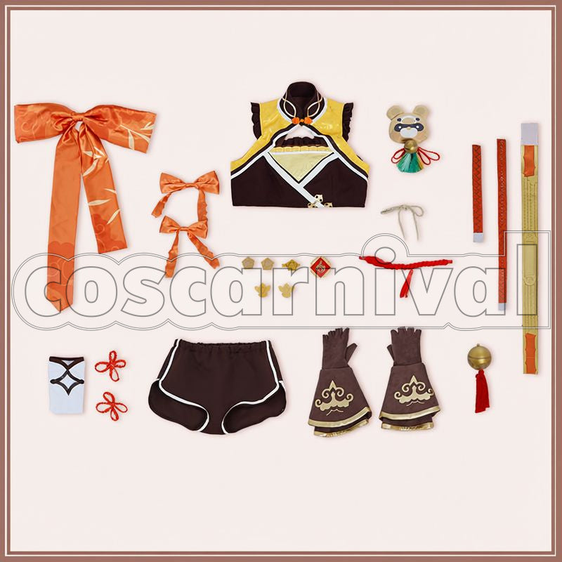Liyue Xiangling Cosplay cosplay costume from Genshin Impact, set view