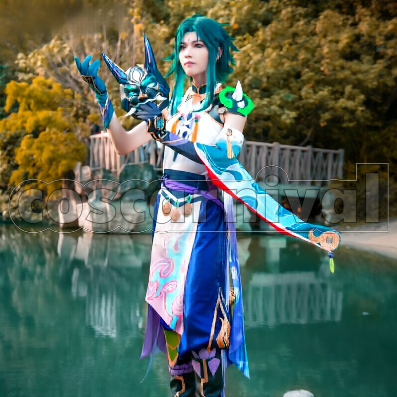 Liyue Xiao Cosplay cosplay costume from Genshin Impact, front view 1