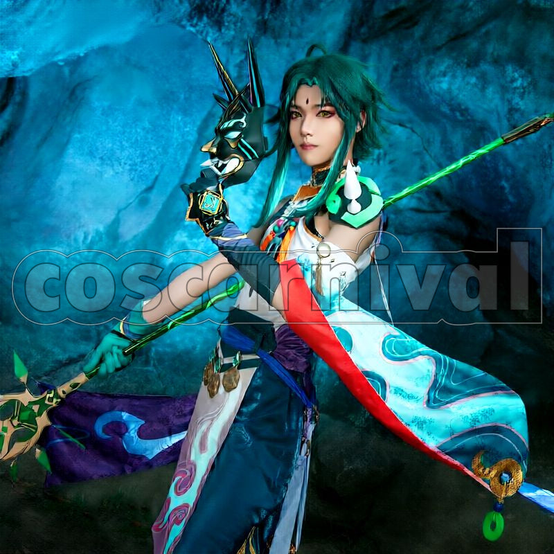 Liyue Xiao Cosplay cosplay costume from Genshin Impact, front view 3