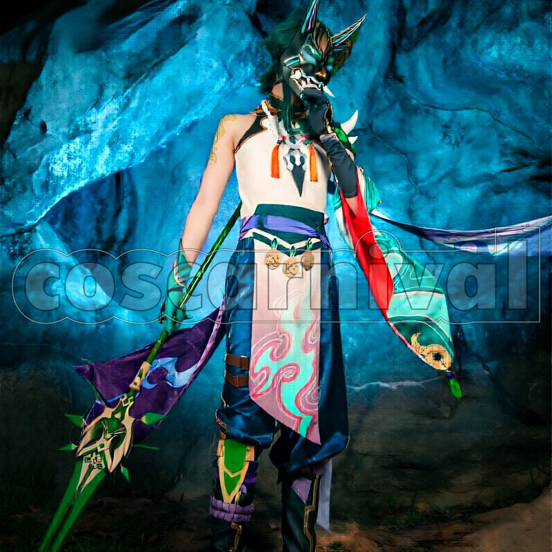 Liyue Xiao Cosplay cosplay costume from Genshin Impact, front view 4