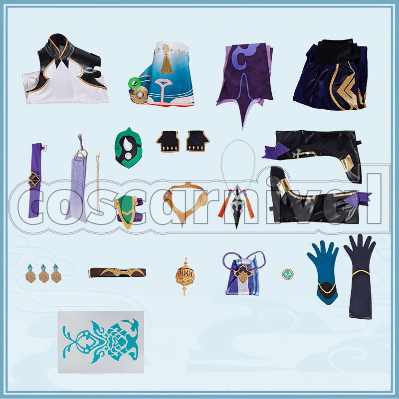 Liyue Xiao Cosplay cosplay costume from Genshin Impact, set view
