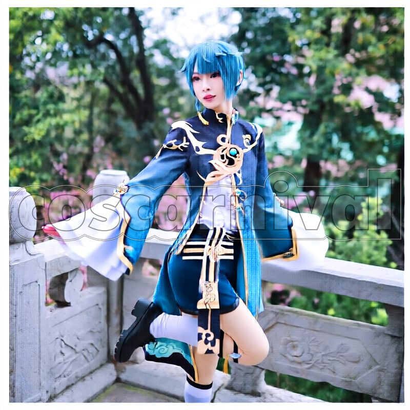 Liyue Xingqiu Cosplay cosplay costume from Genshin Impact, front view 1